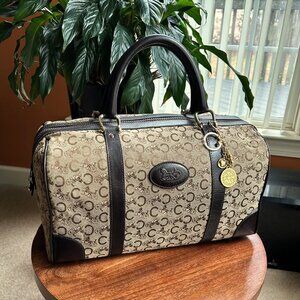 CELINE C Sulky Boston Bag Canvas Brown Tan 👜
